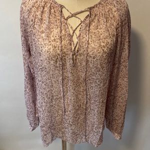L’agence Lace Up Light Weight L/S Animal Print Blouse XS